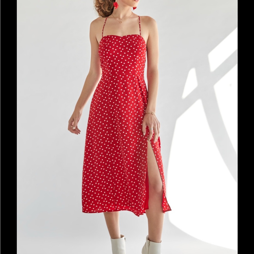 Bella Heart Print Midi Dress